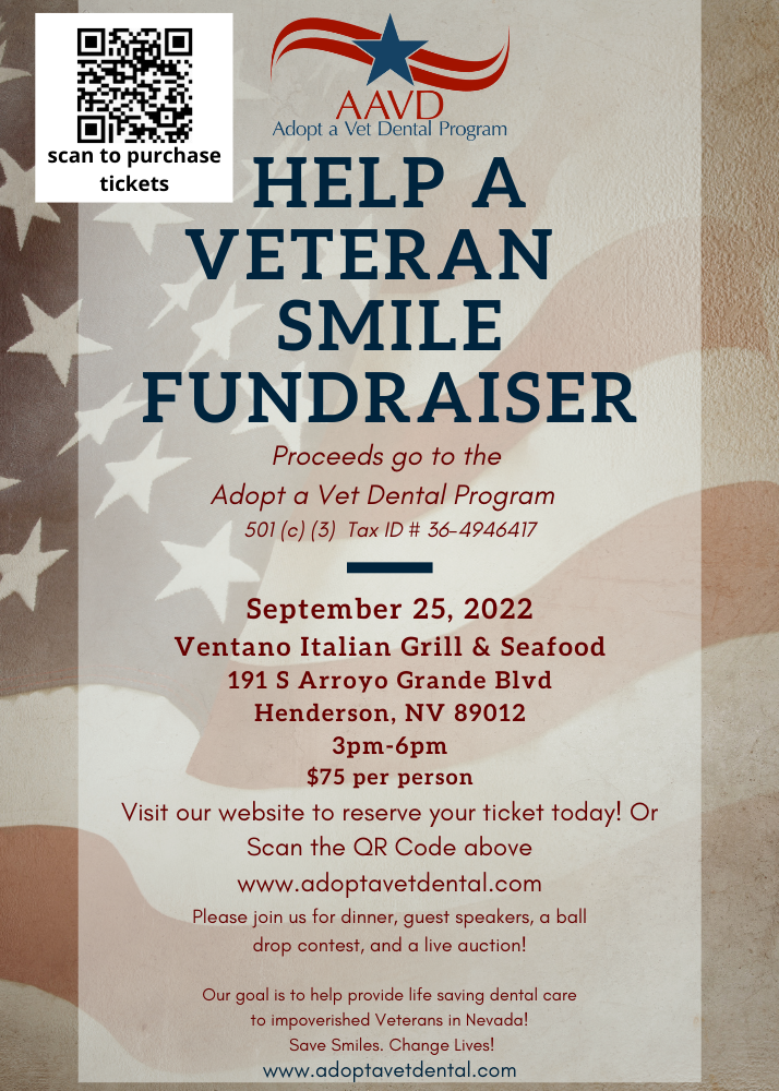 Help a Veteran Smile Fundraiser Flyer with Adopt a Vet Dental Program